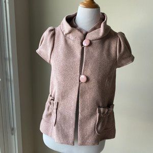 Greyish-Pink Vintage Short-Sleeve Thick Material J